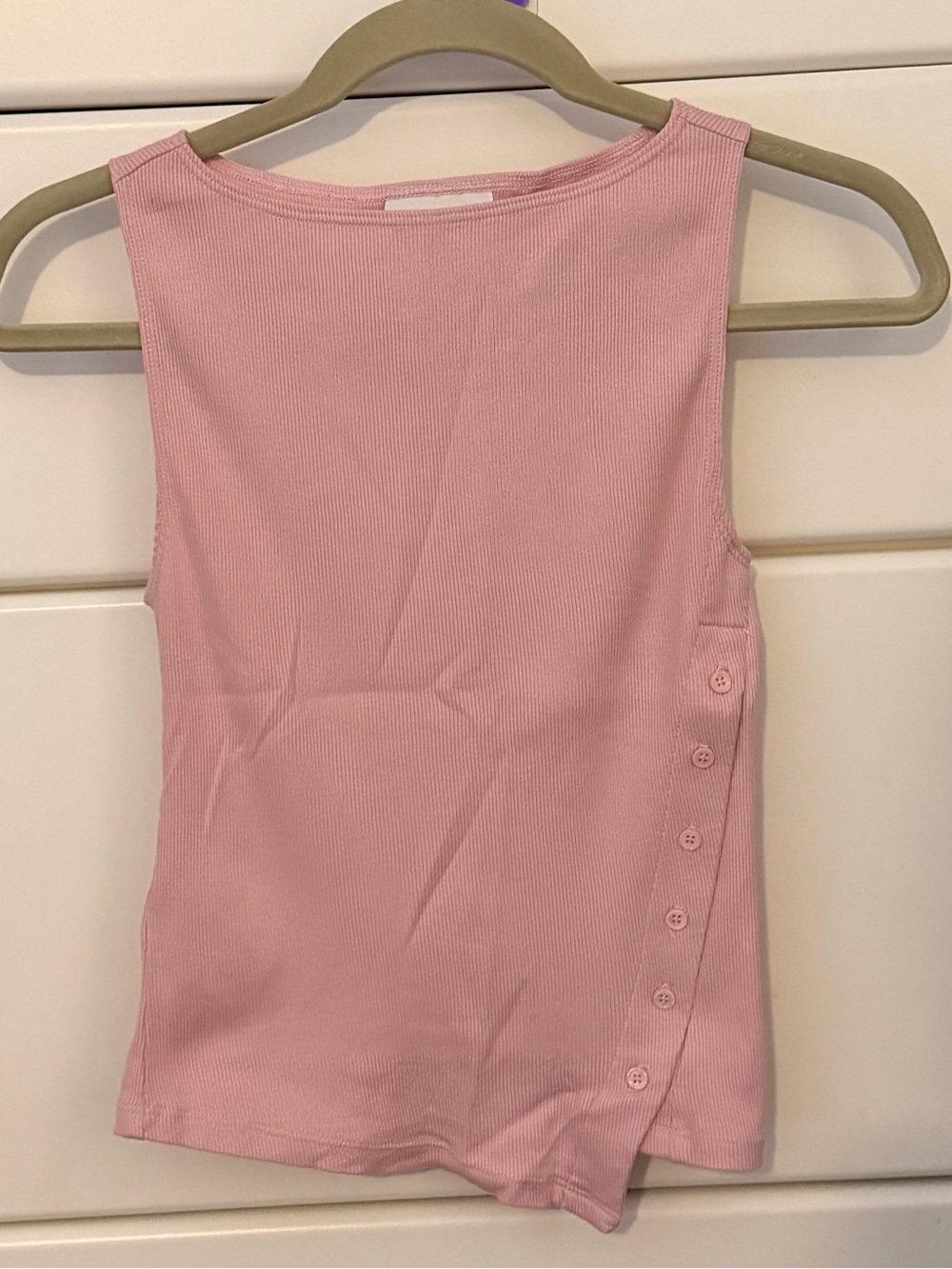 Reformation Pink Ribbed Side-Button Tank